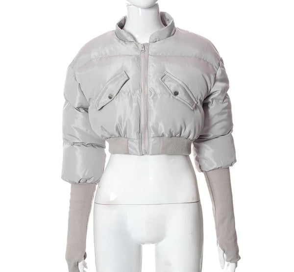 Brina Thumbhole Sleeve Cropped Puffer Jacket