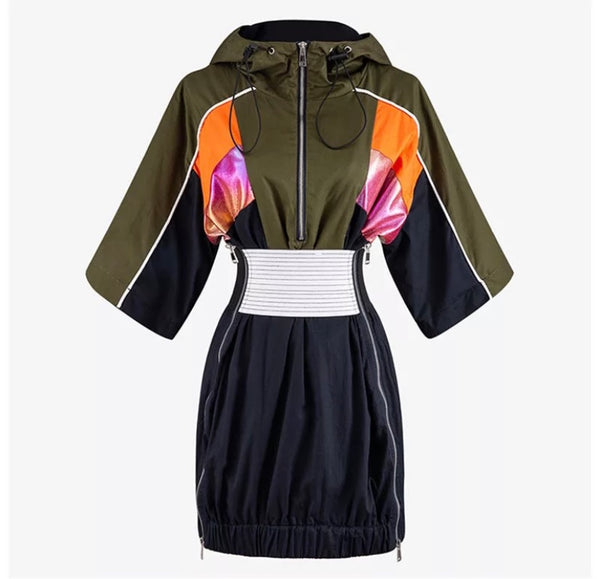 Irregular Short Sleeve Zipper Jacket